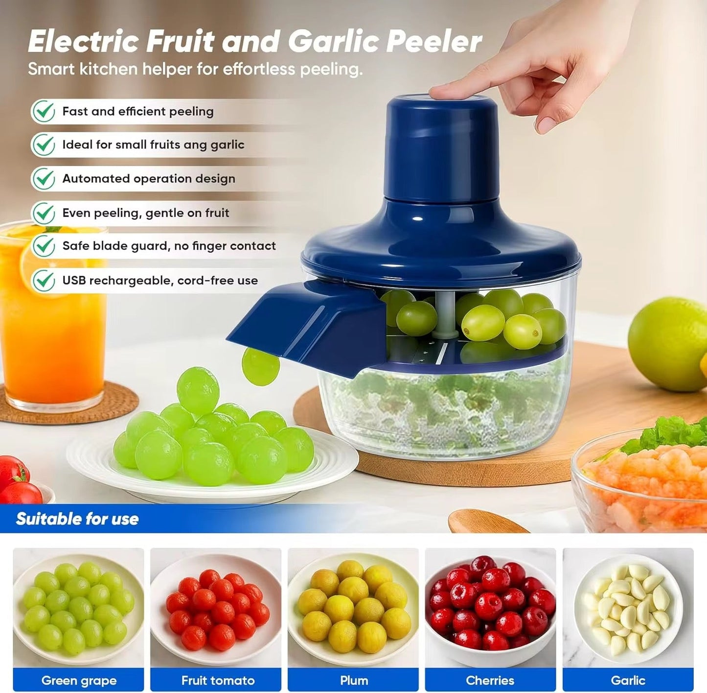 ✨ Éplucheur Électrique de Fruits et Légumes - Votre Allié Cuisine Magique ! 🍇🧄